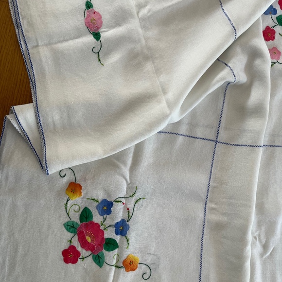 VINTAGE EMBROIDERED TABLECLOTH - Picture 2 of 3